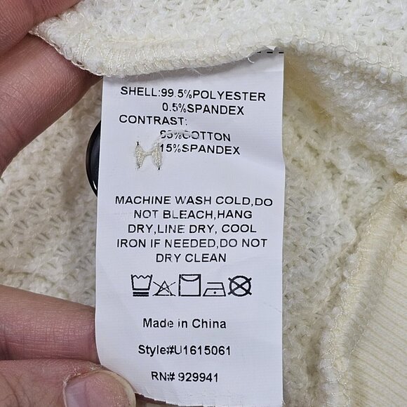 Simple By Suzanne Betro Womens Cable Knit Cardigan Medium Ivory Oversized Hoodie - Picture 11 of 16